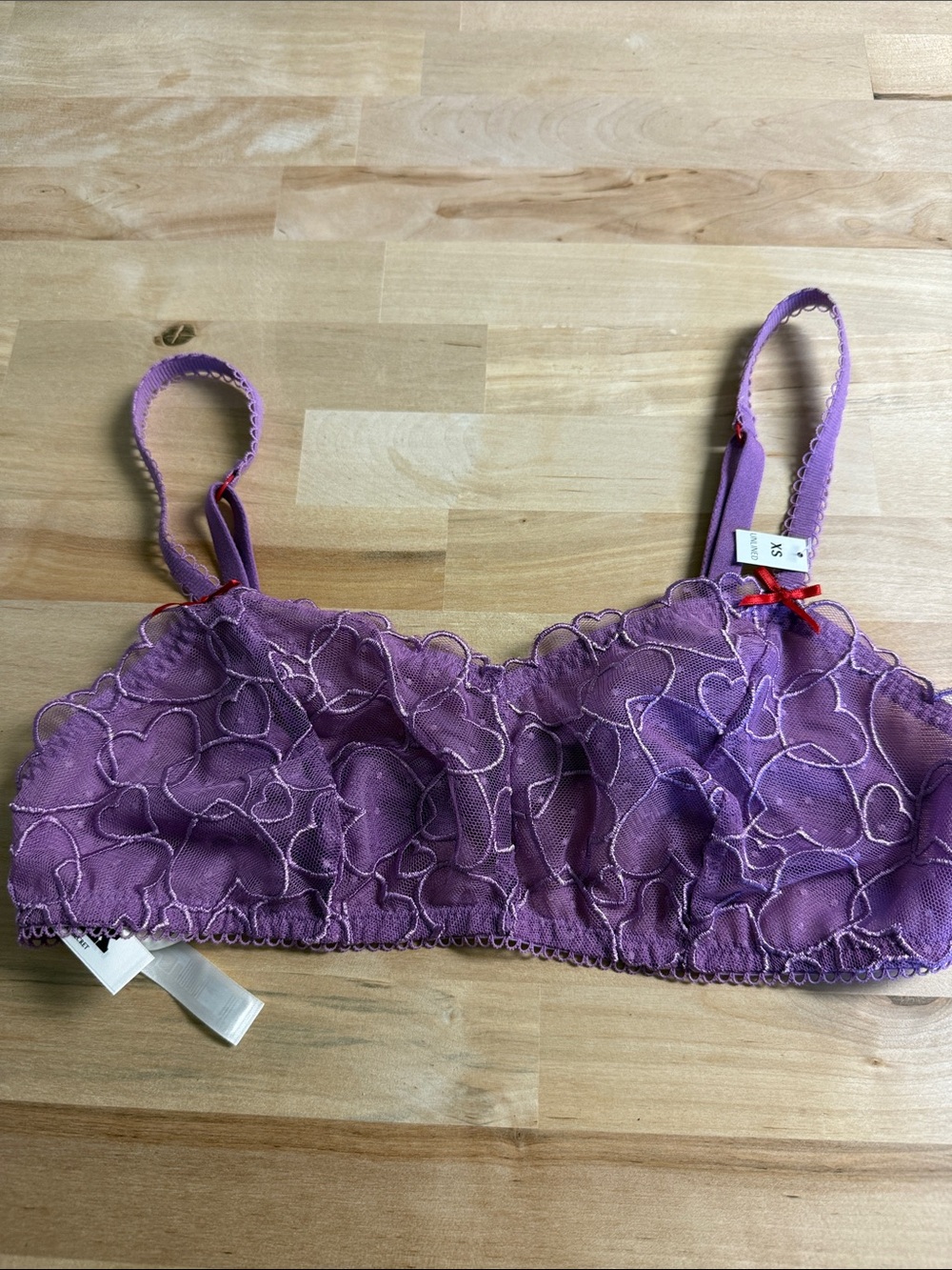 PINK Victoria's Secret Purple Lace Heart Bralette